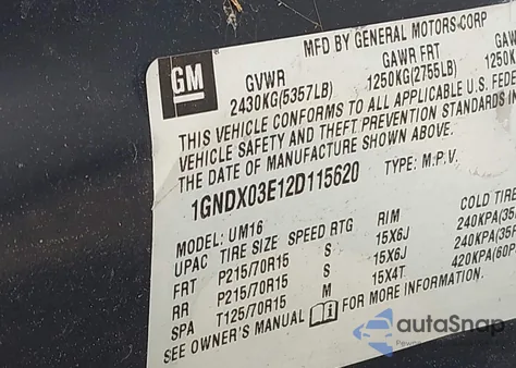 2002 Chevrolet Venture Plus from USA, damaged, VIN 1GNDX03E12D115620